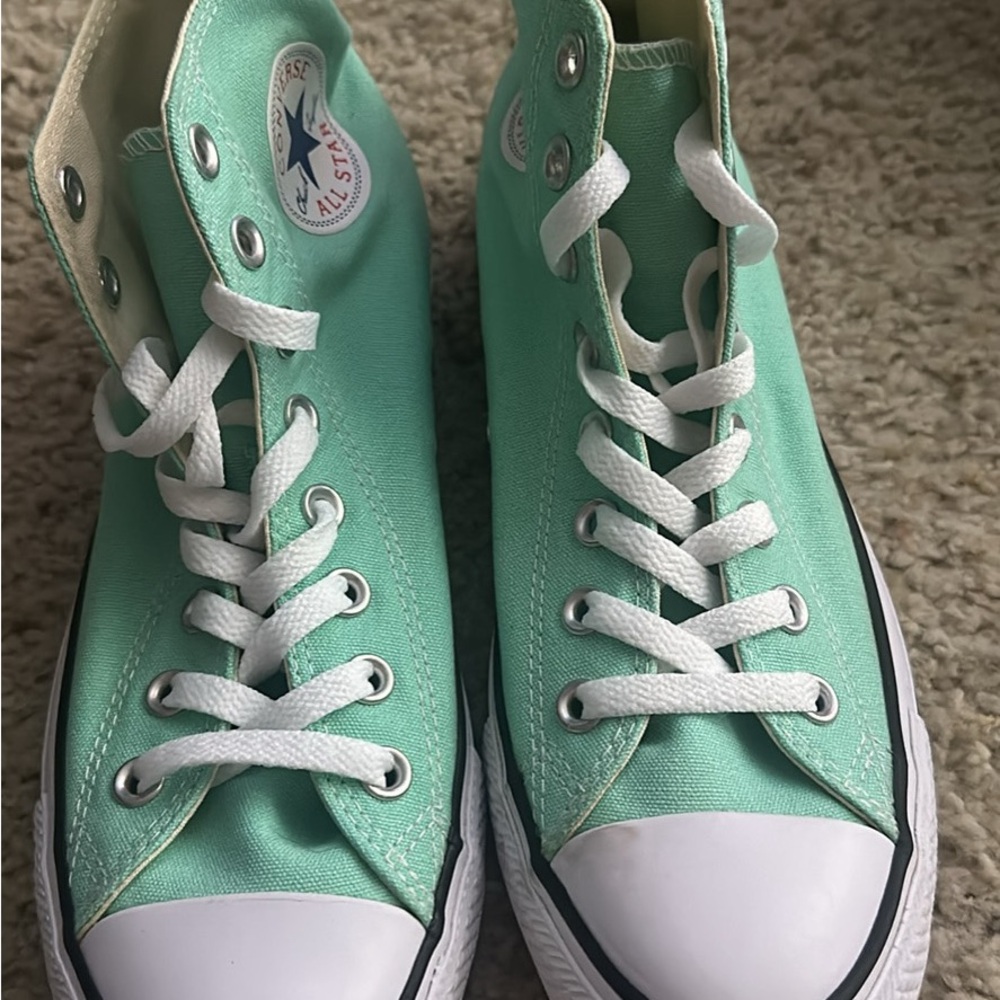 Converse High Tops in Light Aqua and White